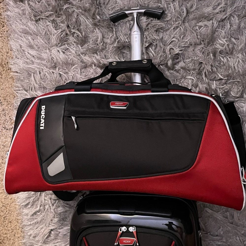 Tumi Ducati Black and Red Duffel Bag and carry on suit case.RARE HARD TO FIND - Picture 2 of 16